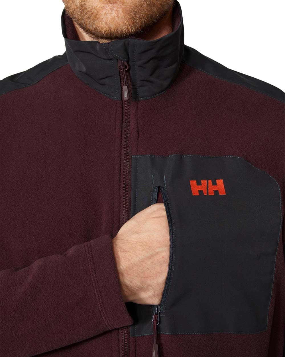 Hickory coloured Helly Hansen Fleece Jacket on White background 