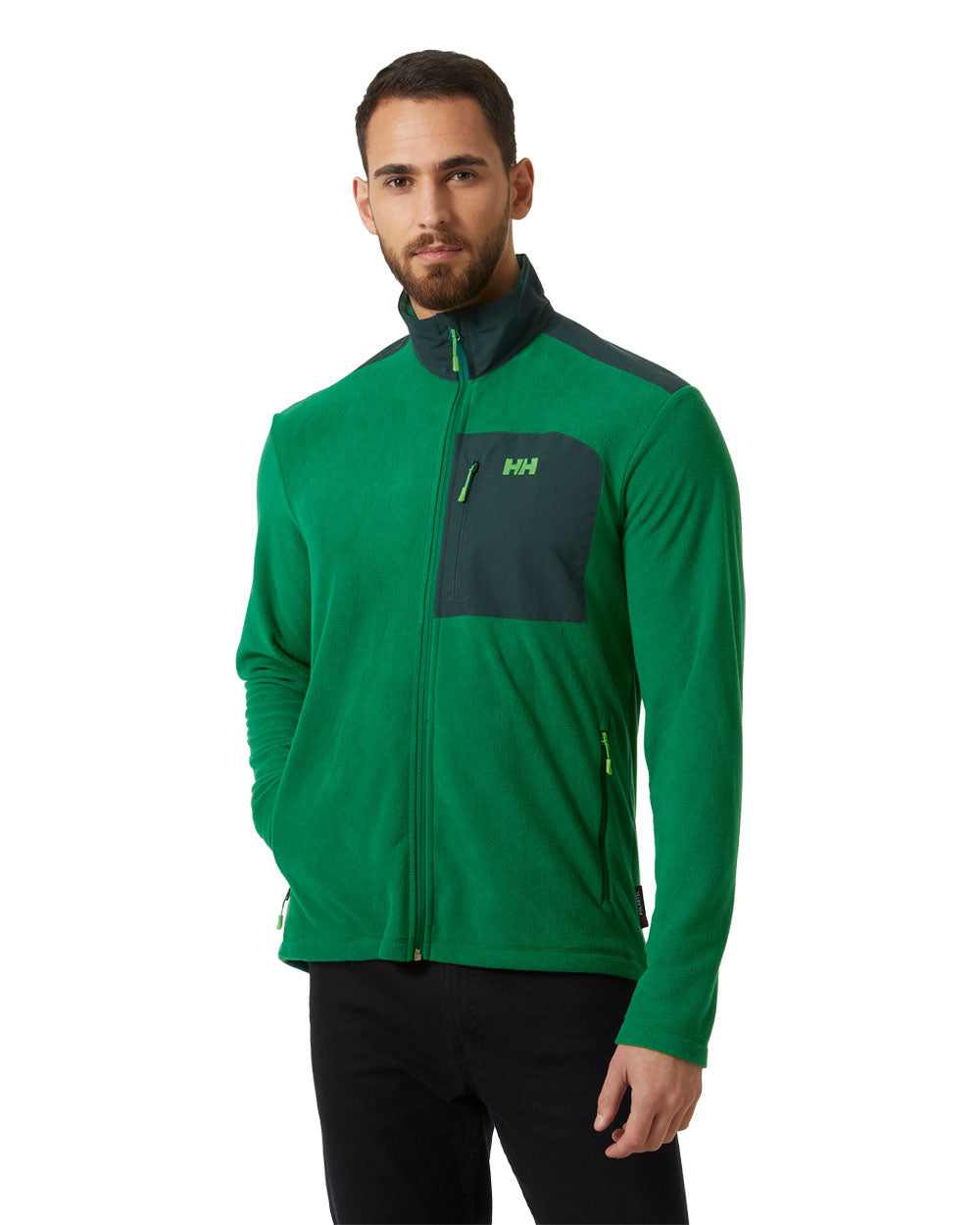 Malachite coloured Helly Hansen Fleece Jacket on White background 