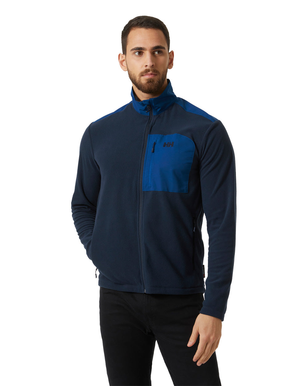 Navy coloured Helly Hansen Fleece Jacket on White background 