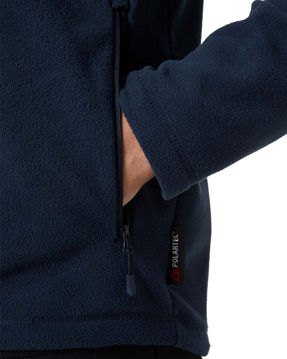 Navy coloured Helly Hansen Fleece Jacket on White background 