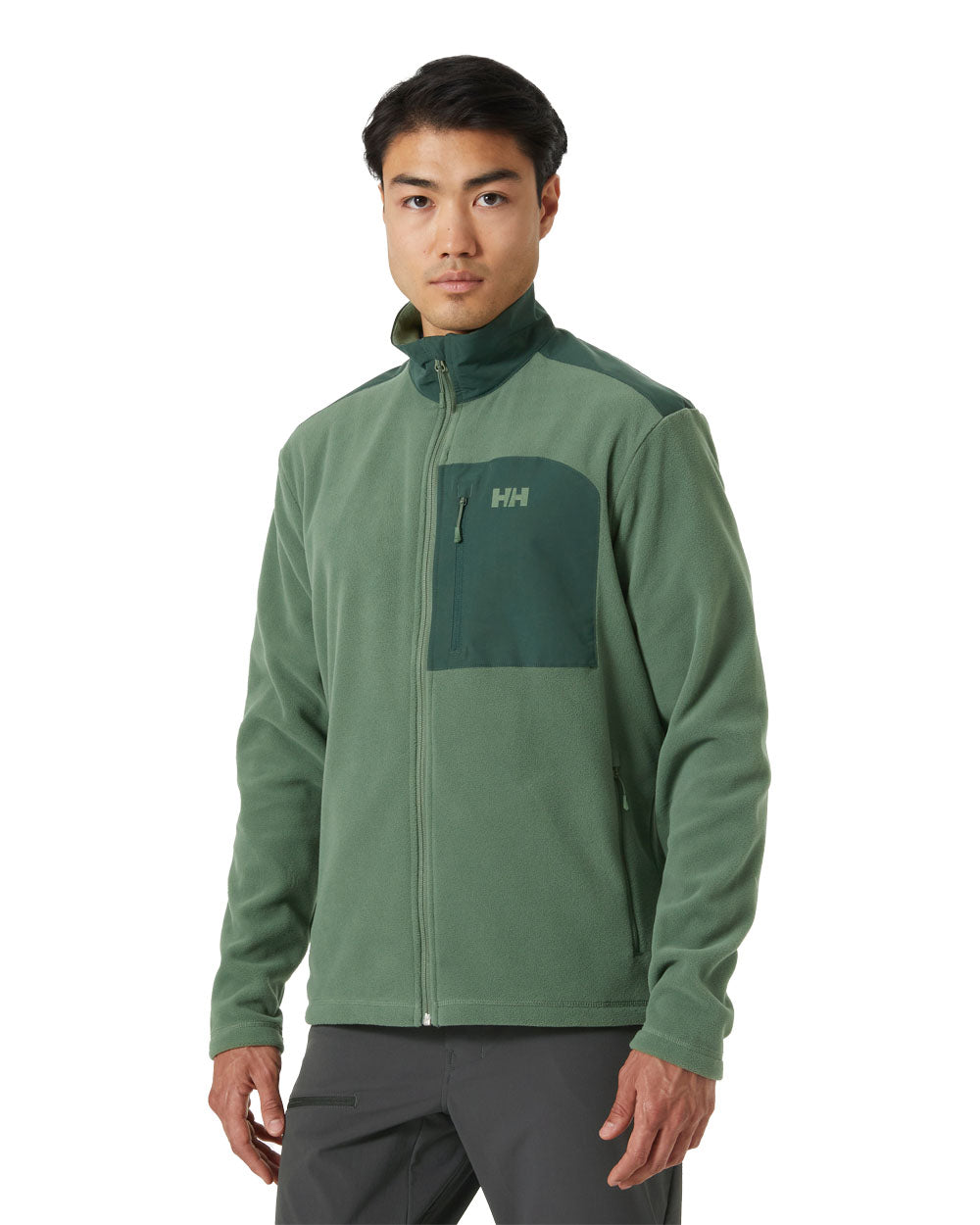 Spruce coloured Helly Hansen Fleece Jacket on White background 