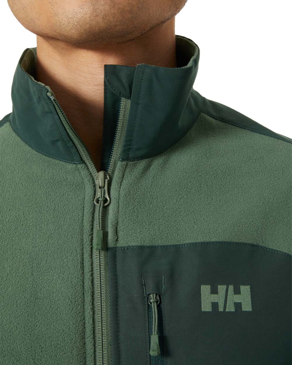 Spruce coloured Helly Hansen Fleece Jacket on White background 