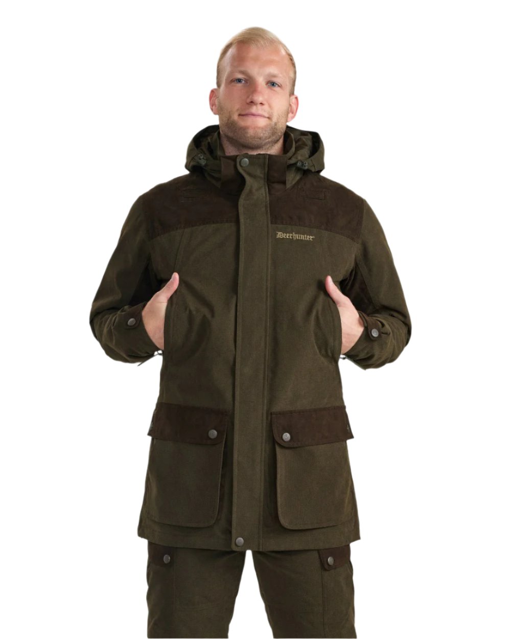 Tarmac Green Coloured Deerhunter Eagle Jacket On A White Background 