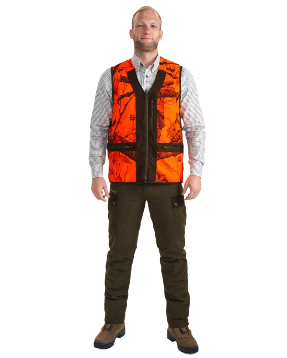 Realtree Edge Orange Coloured Deerhunter Eagle Waistcoat on white background 