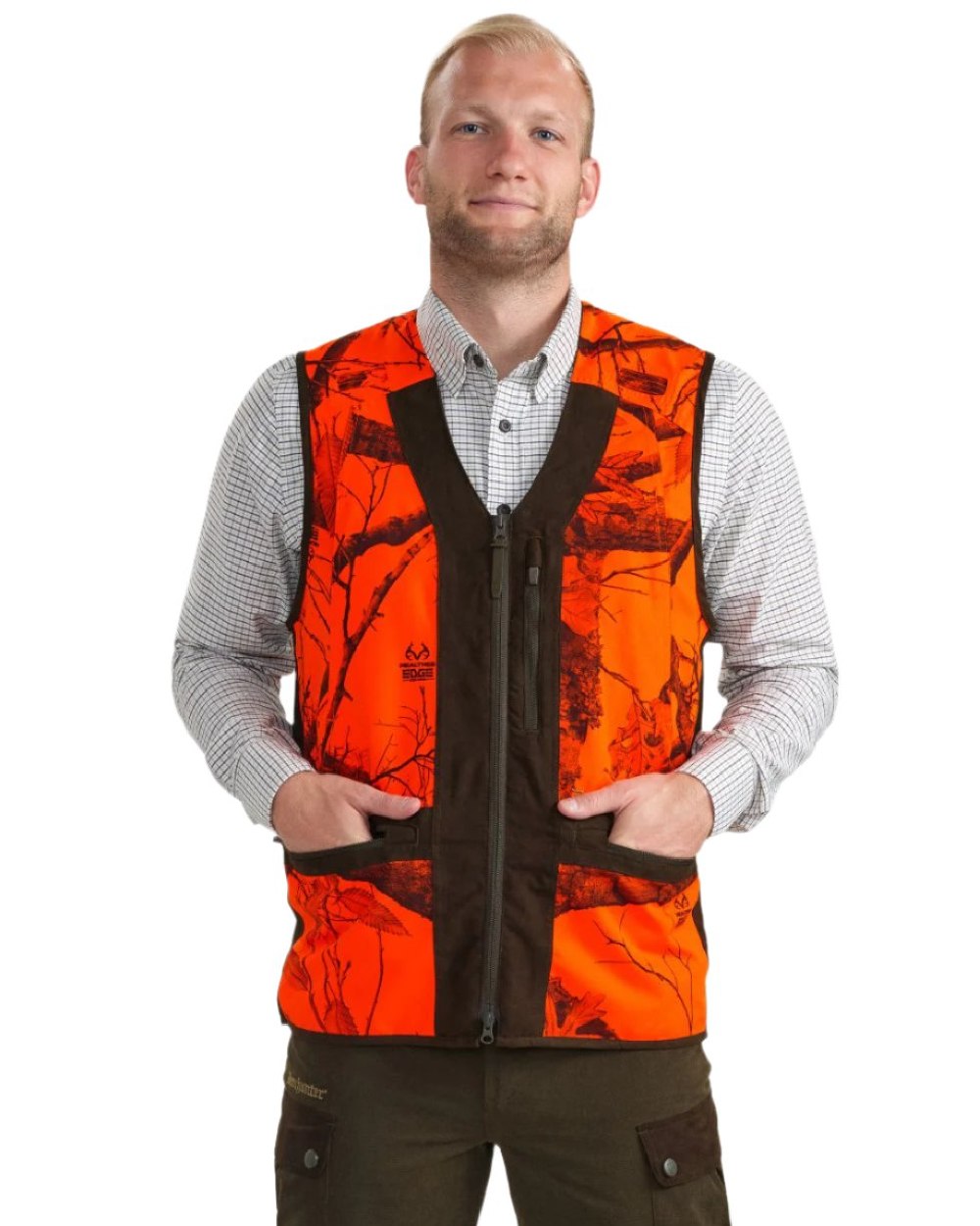 Realtree Edge Orange Coloured Deerhunter Eagle Waistcoat on white background 