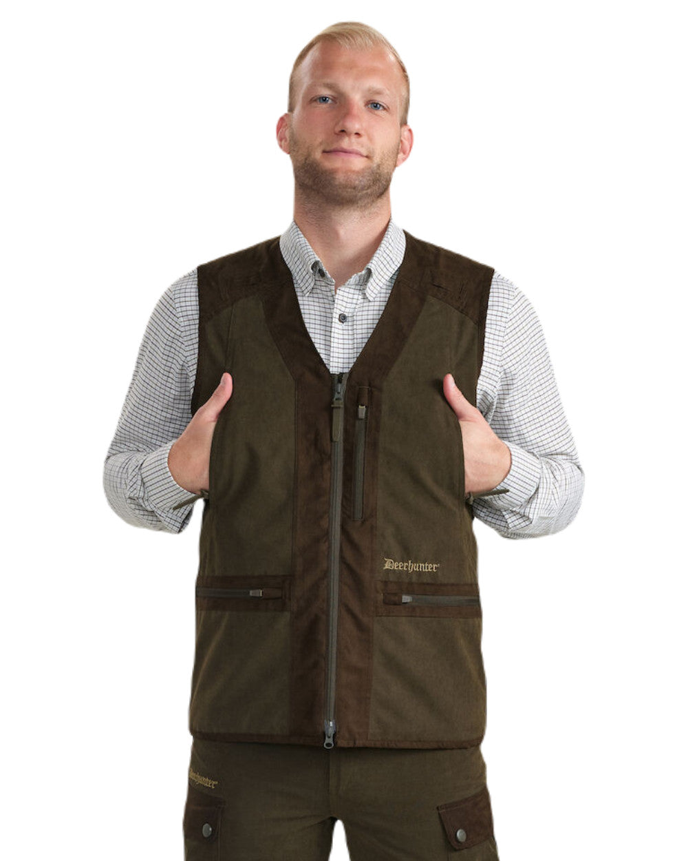 Tarmac Green Coloured Deerhunter Eagle Waistcoat On A White Background 