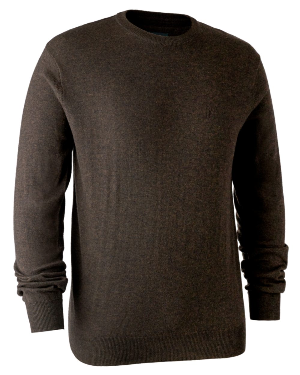 Dark Elm Coloured Deerhunter Kingston Knit O-Neck Jumper On A White Background 