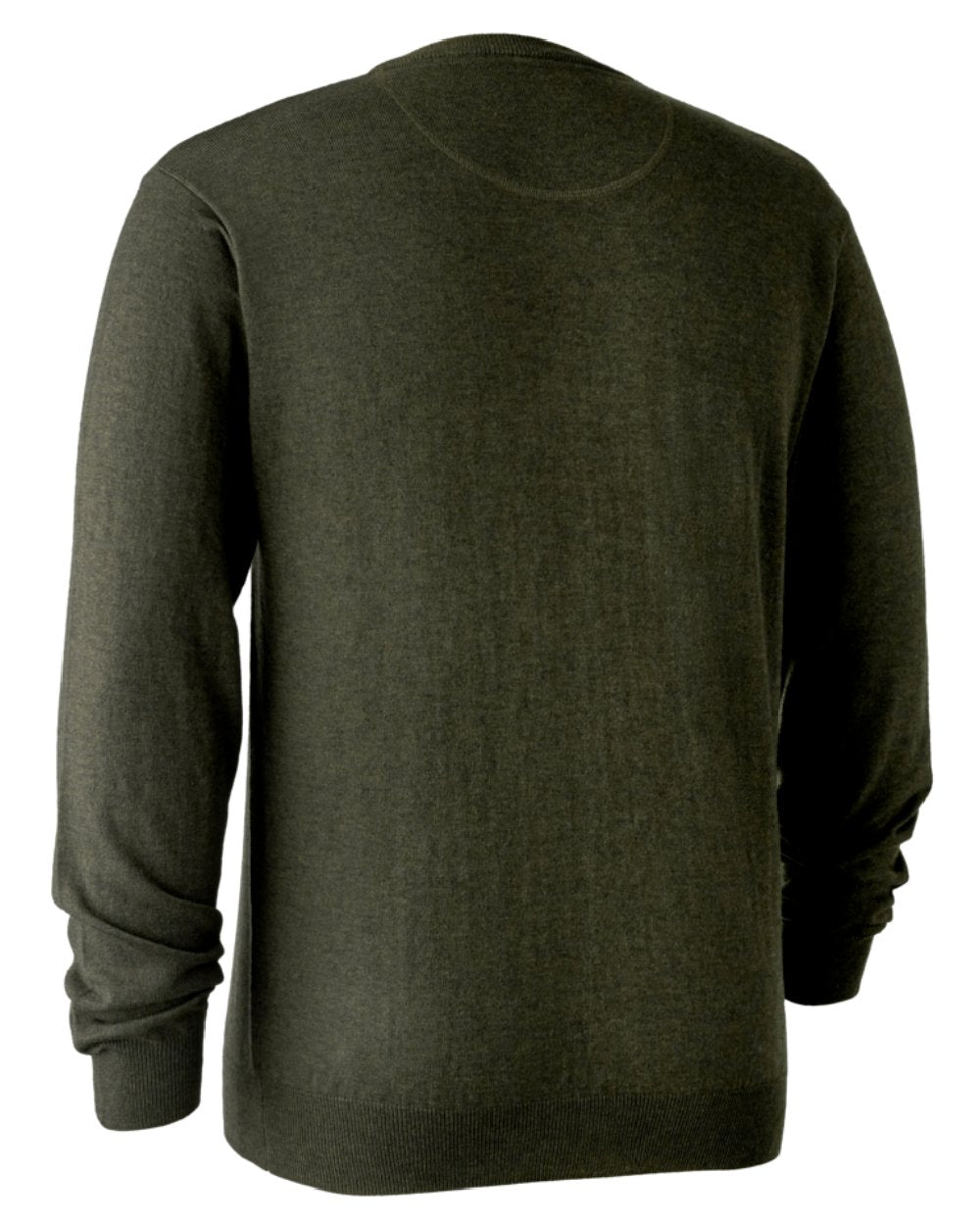 Green Melange Coloured Deerhunter Kingston Knit V-Neck Jumper On A White Background 