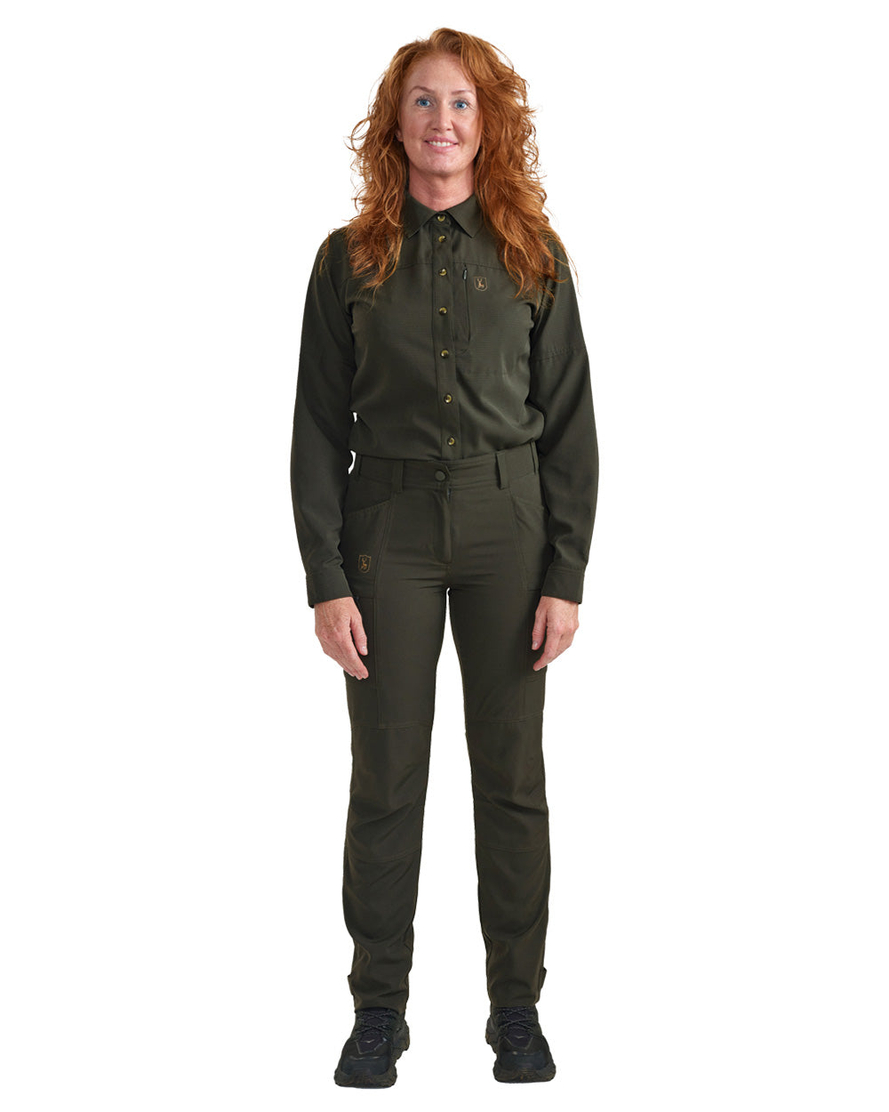 Forest Green coloured Deerhunter Lady Canopy Trousers on White background 