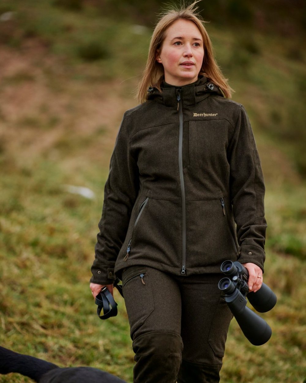 Loden Wood Deerhunter Lady Tatra Trousers on forest background 