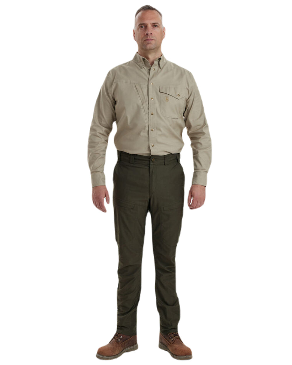 Forest Green Coloured Deerhunter Matobo Trousers On A White Background 