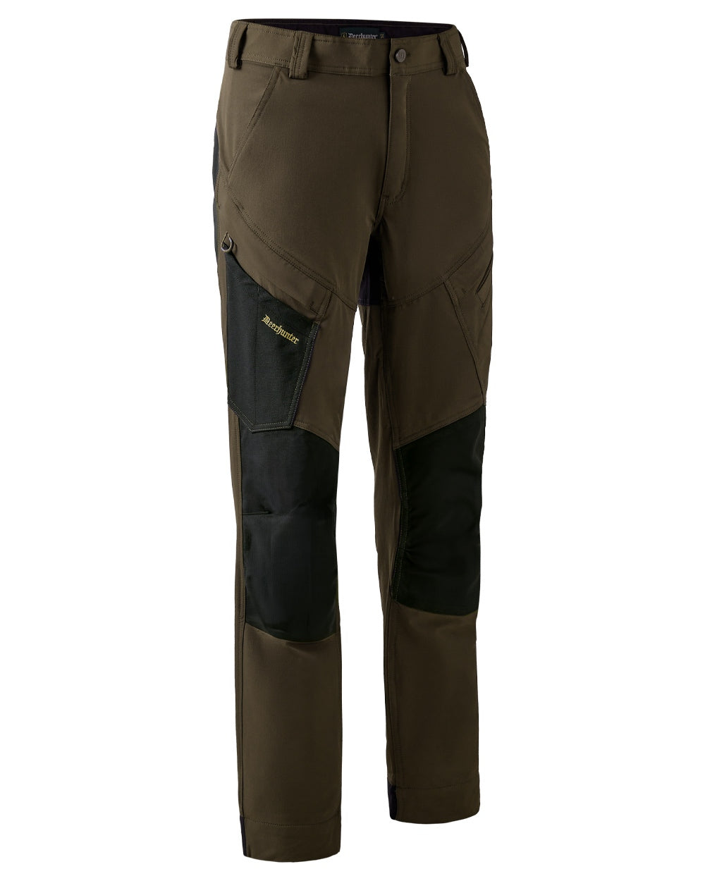 Bark Green Black coloured Deerhunter Northward Trousers on White Background 