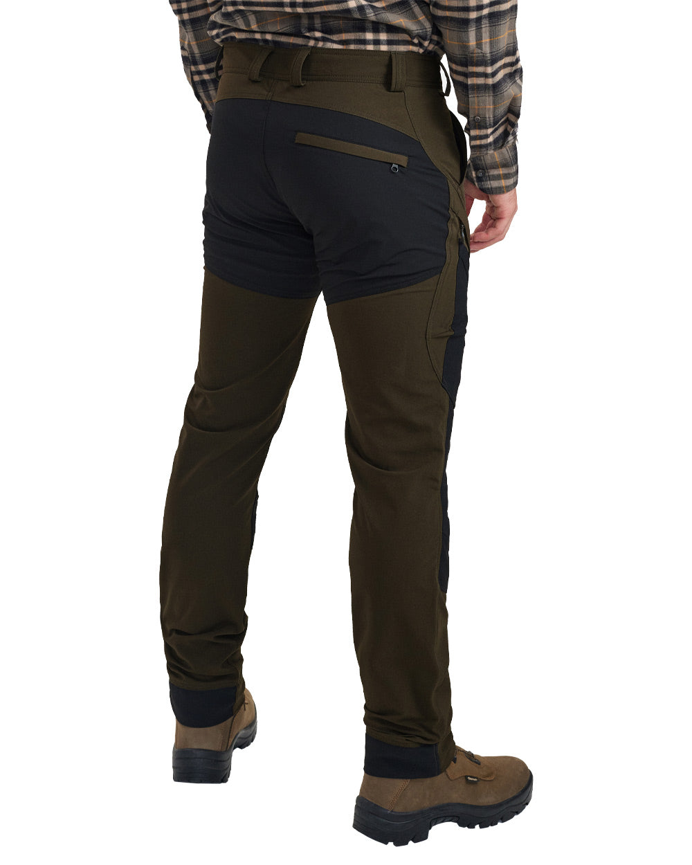 Bark Green Black coloured Deerhunter Northward Trousers on White Background 