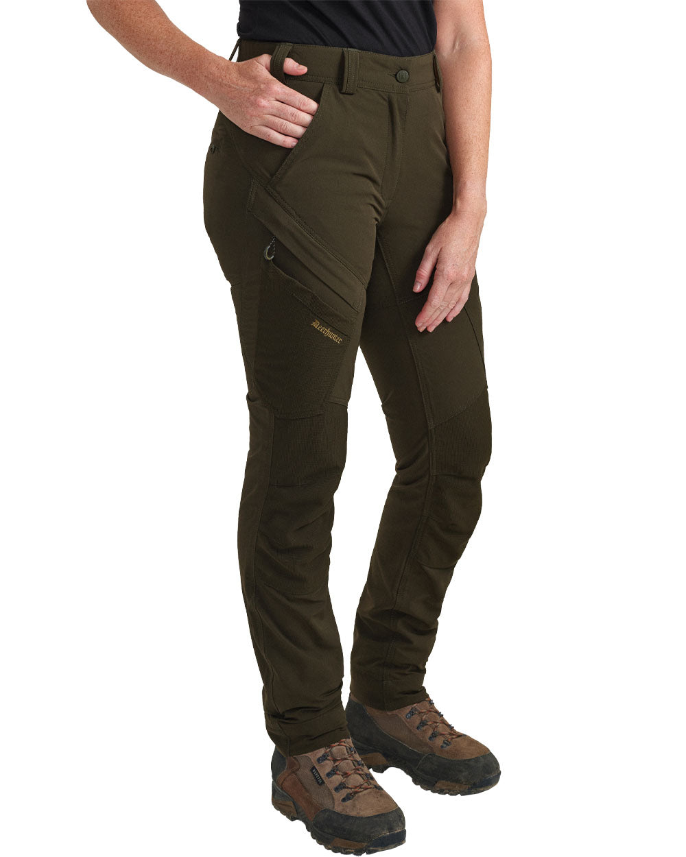 Bark Green coloured Northward Trousers on White background 