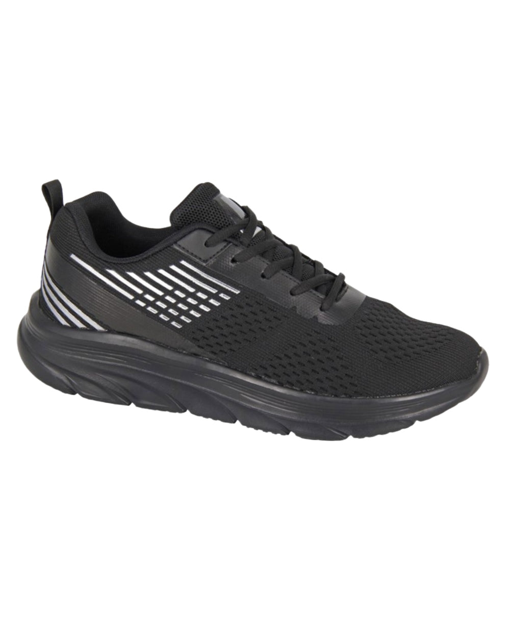 Black Coloured Dek Mens Kestrel Lace Up Superlight Trainers on White Background
