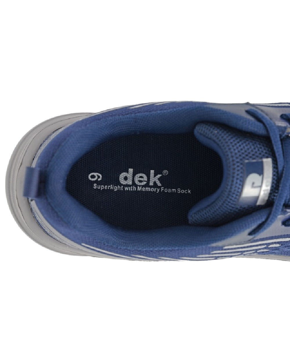 Navy Blue Coloured Dek Mens Kestrel Lace Up Superlight Trainers on White Background

