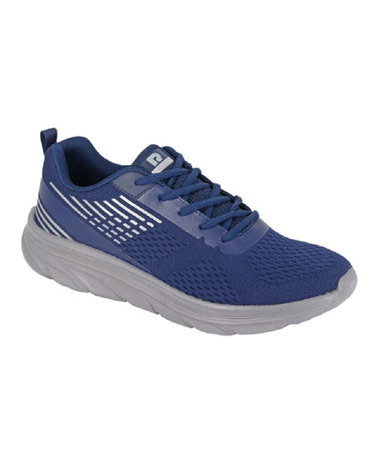 Navy Blue Coloured Dek Mens Kestrel Lace Up Superlight Trainers on White Background
