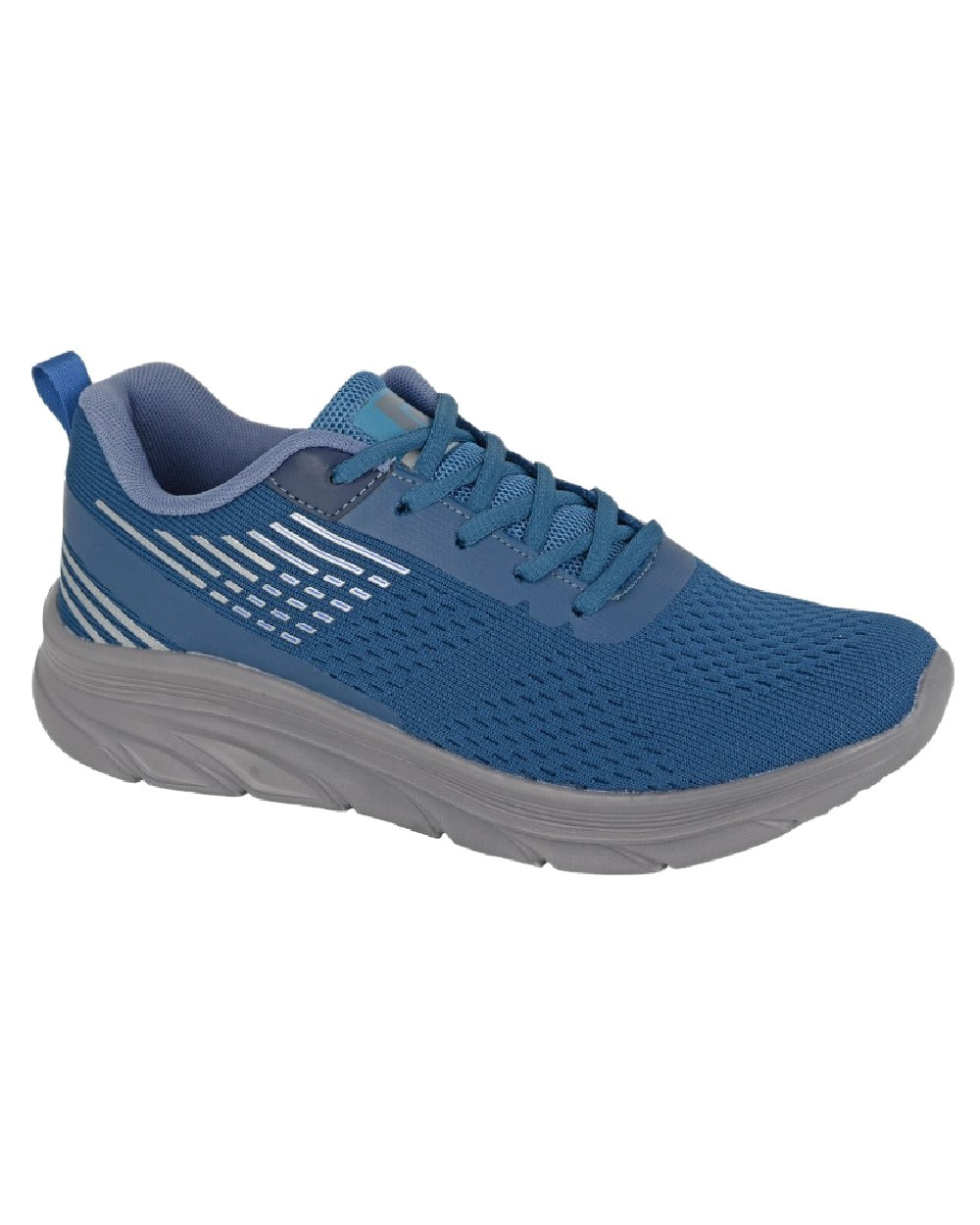 Petrol Blue Coloured Dek Mens Kestrel Lace Up Superlight Trainers on White Background
