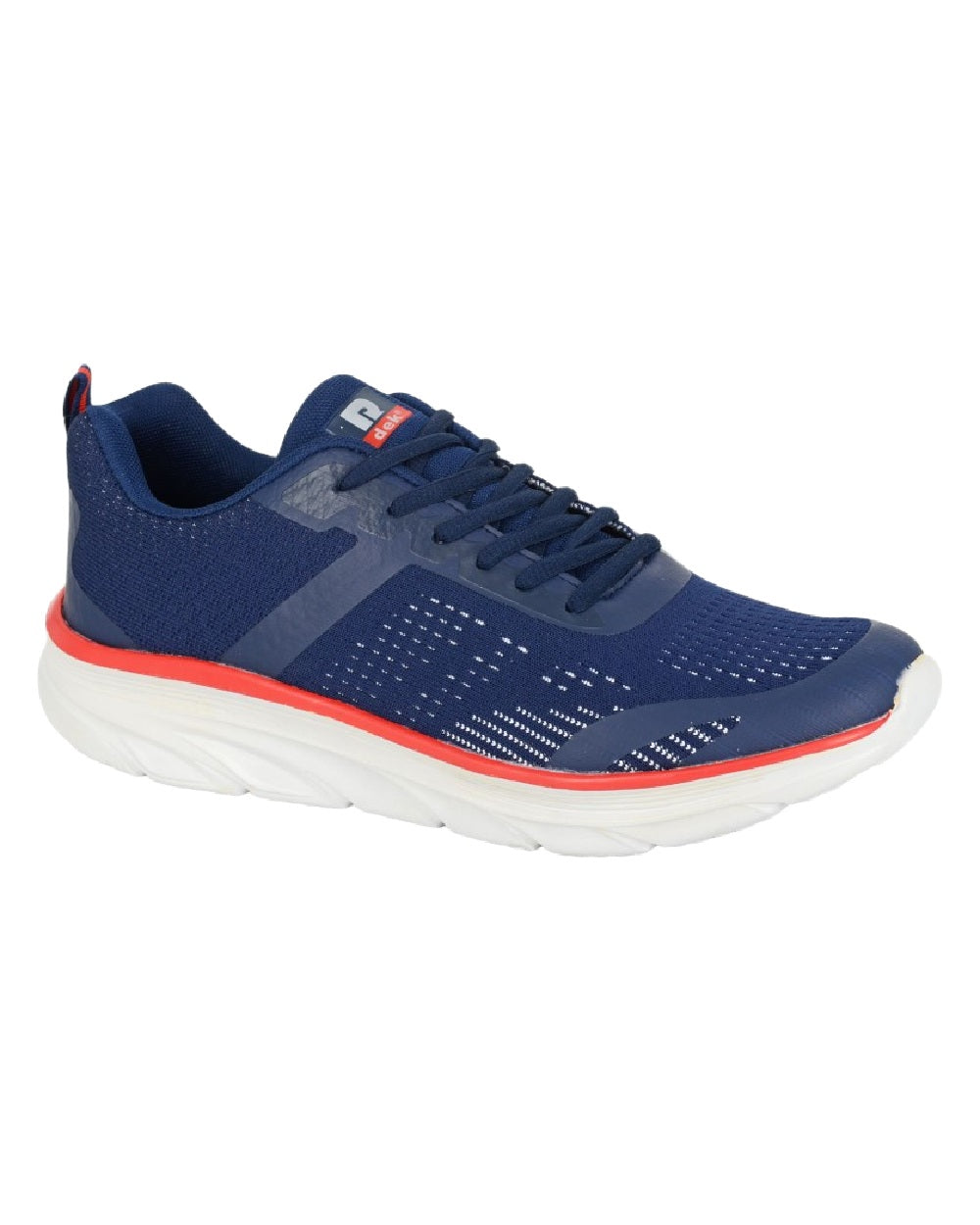 Navy Coloured Dek Mens Orbiter Superlight 6 Eye Lace Trainers on White Background
