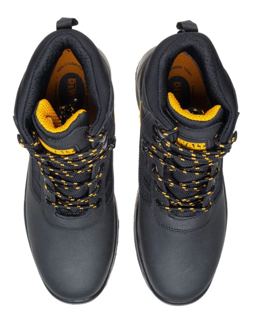 Black Coloured DeWalt Douglas Waterproof Safety Boots On A White Background