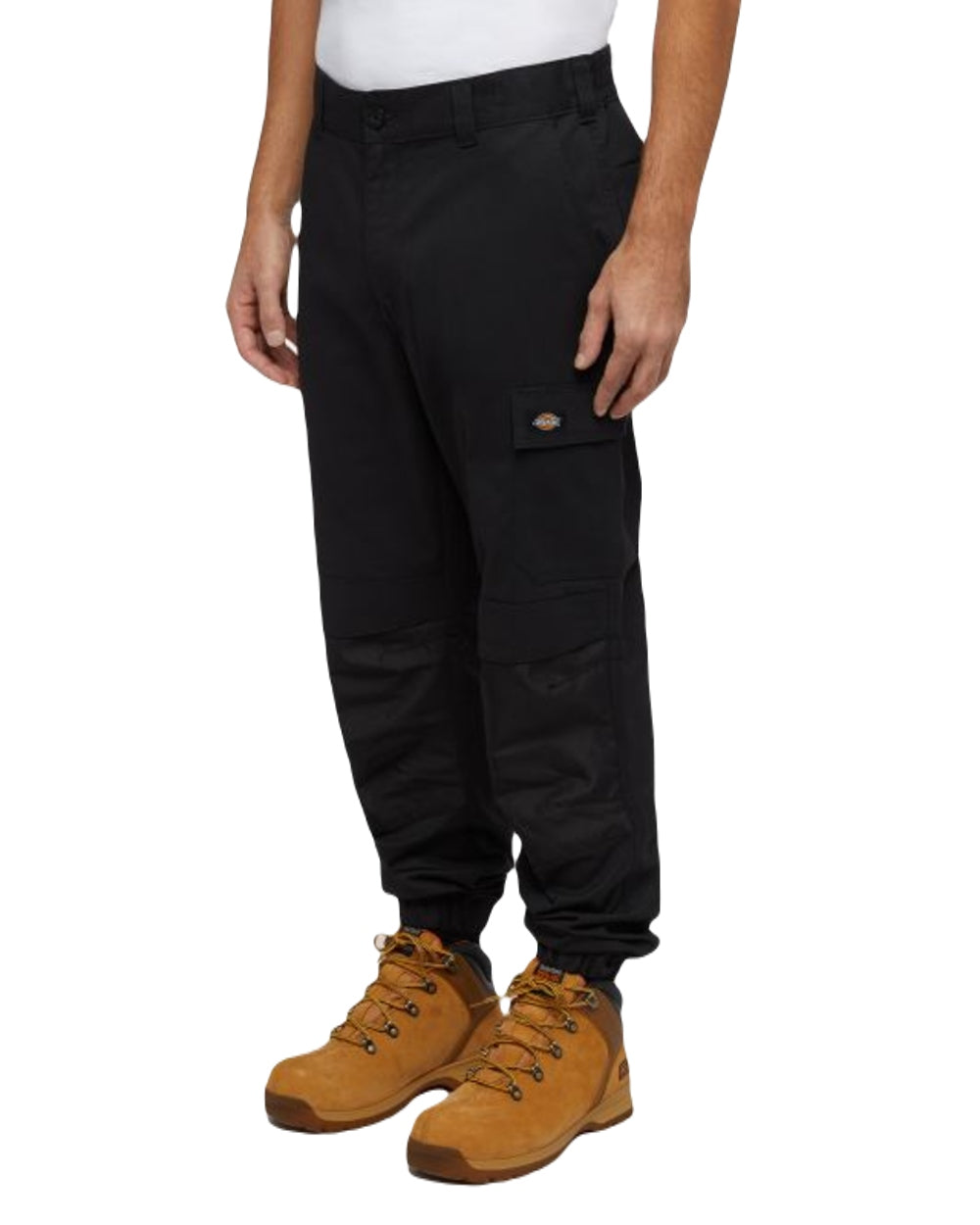 Black Coloured Dickies Mens Cargo Twill Joggers on White Background
