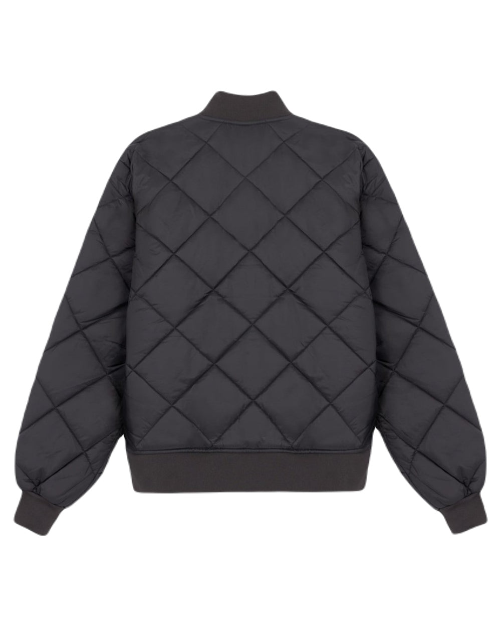 Black Coloured Dickies Mens Diamond Quilted Nylon Jacket on White Background
