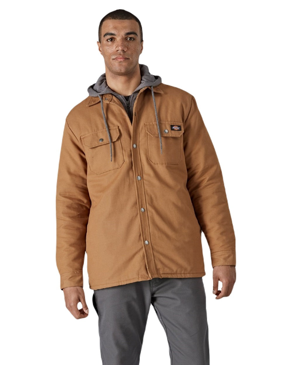 Brown Duck Coloured Dickies Mens Duck Shirt Jacket on White Background
