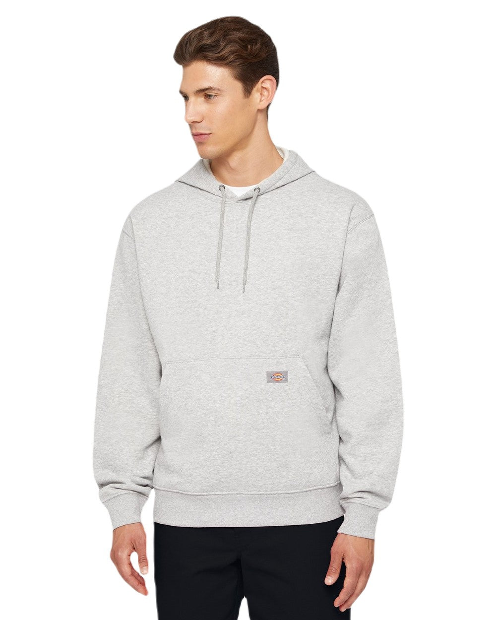 Heather Grey Coloured Dickies Mens Everyday Fleece Hoodie on White Background
