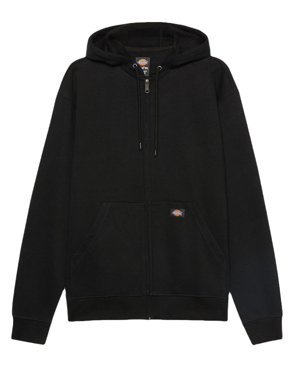 Black Coloured Dickies Mens Everyday Full Zip Fleece Hoodie on White Background

