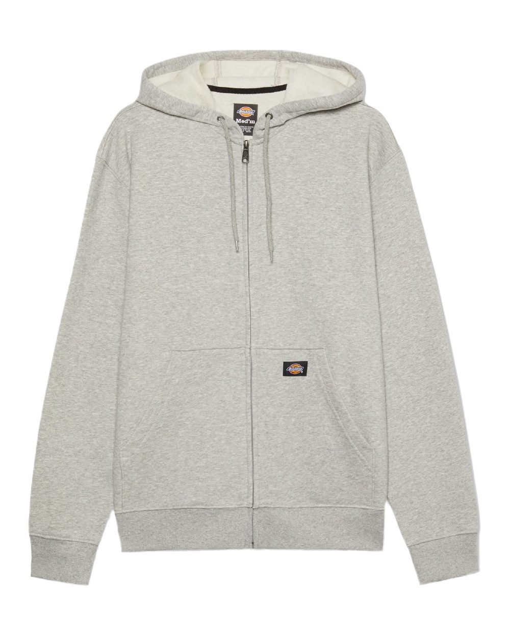 Heather Grey Coloured Dickies Mens Everyday Full Zip Fleece Hoodie on White Background
