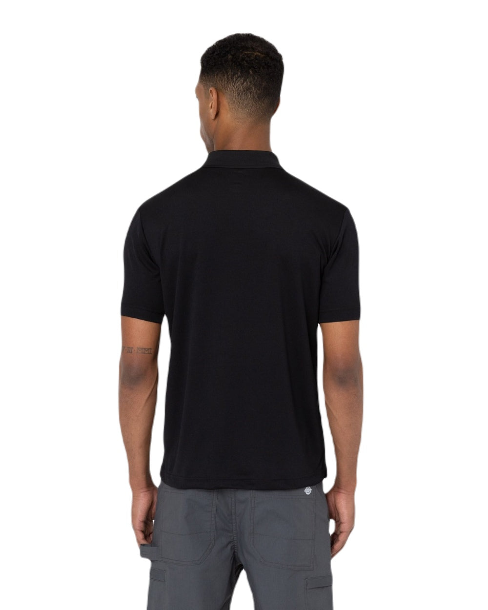 Black Coloured Dickies Mens Everyday Polo Shirt on White Background

