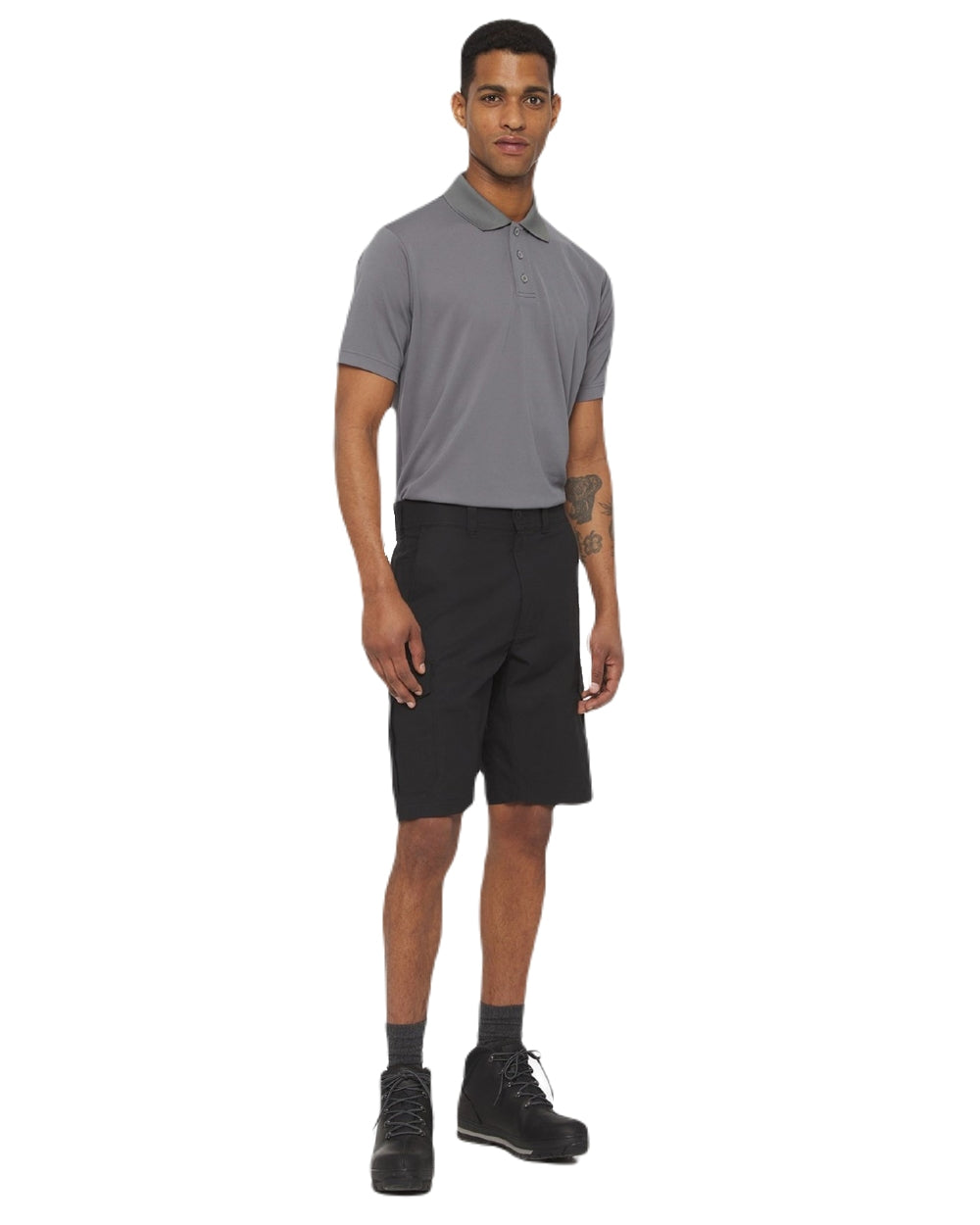 Grey Coloured Dickies Mens Everyday Polo Shirt on White Background
