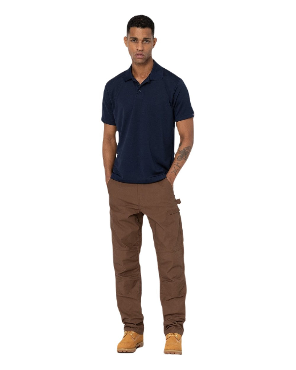 Night Navy Coloured Dickies Mens Everyday Polo Shirt on White Background
