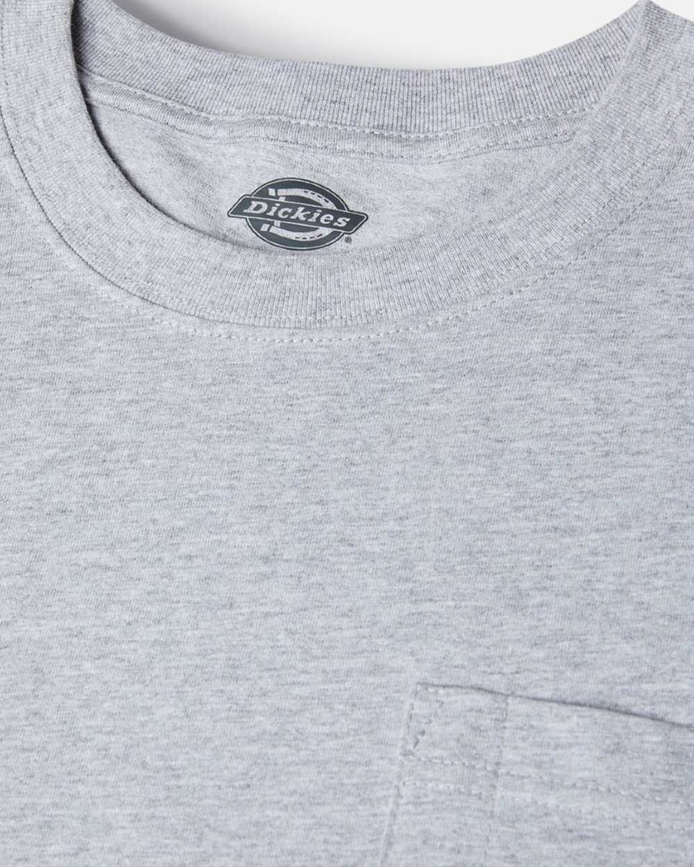 Charcoal Coloured Dickies Mens Long Sleeve Pocket Tee on White Background
