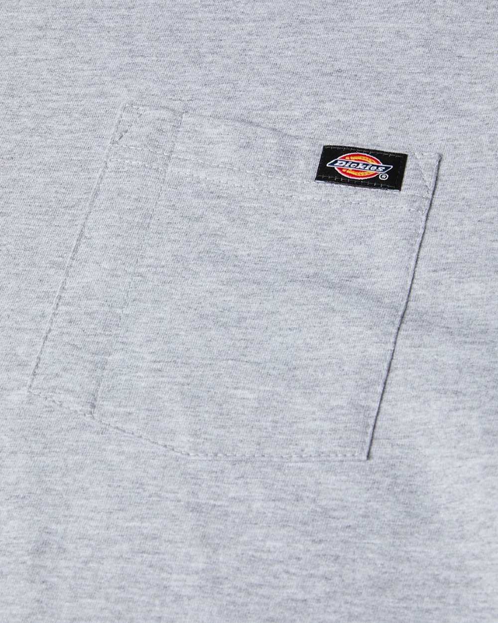 Charcoal Coloured Dickies Mens Long Sleeve Pocket Tee on White Background
