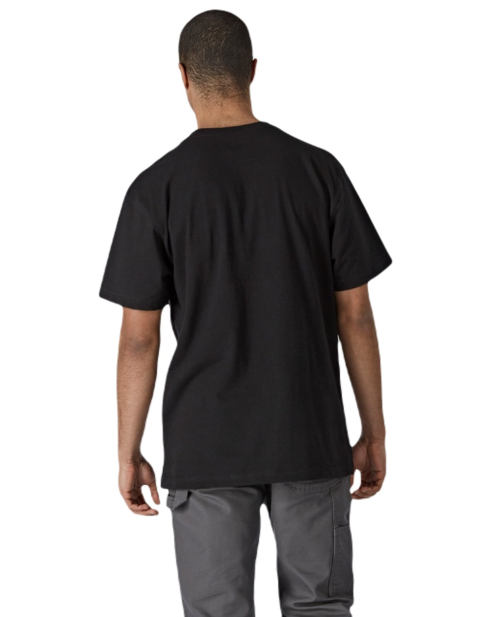 Black Coloured Dickies Mens Short Sleeve Pocket Cotton T-Shirt on White Background
