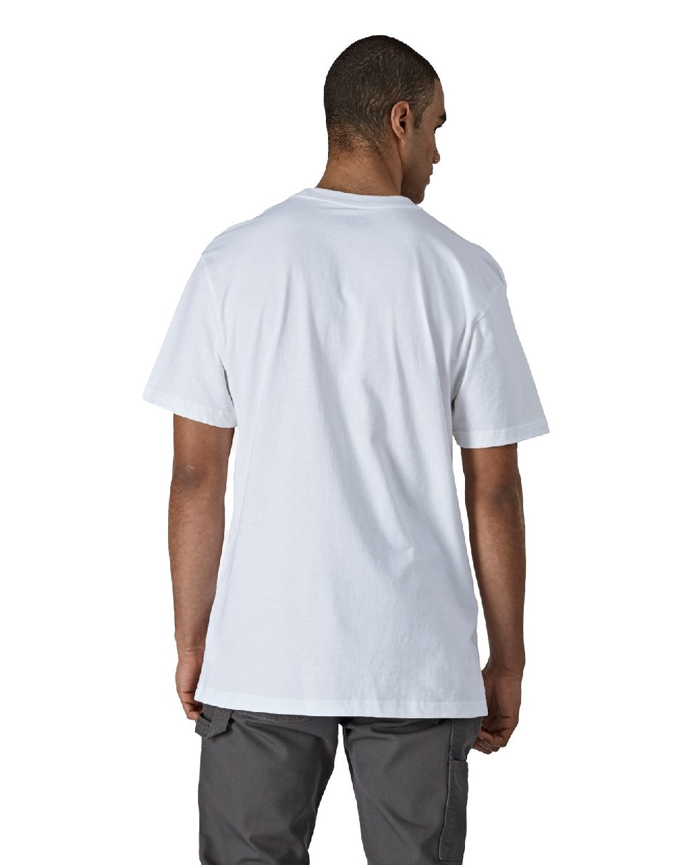 White Coloured Dickies Mens Short Sleeve Pocket Cotton T-Shirt on White Background
