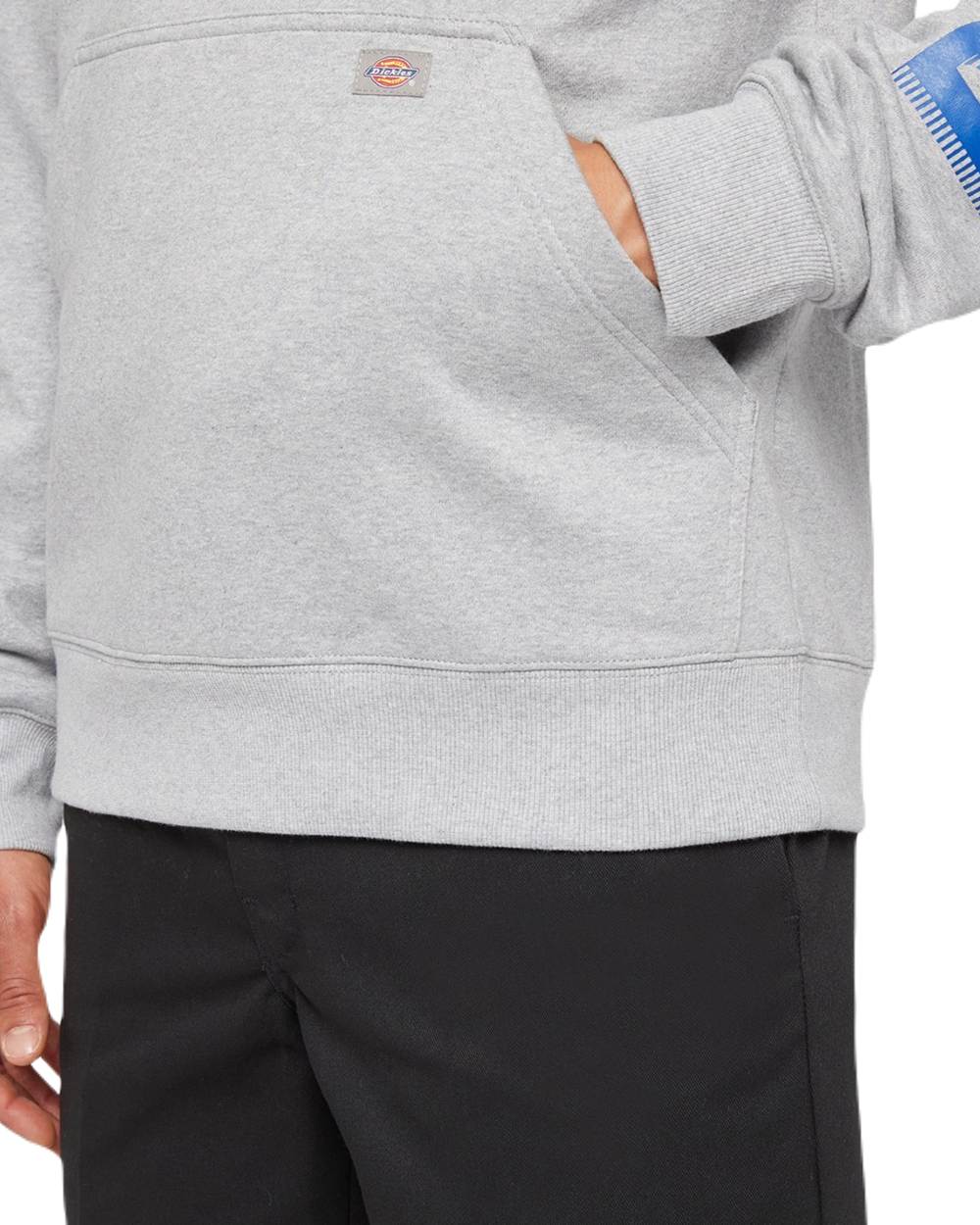 Heather Grey Coloured Dickies Mens Water Repellent Workwear Graphic Hoodie on White Background
