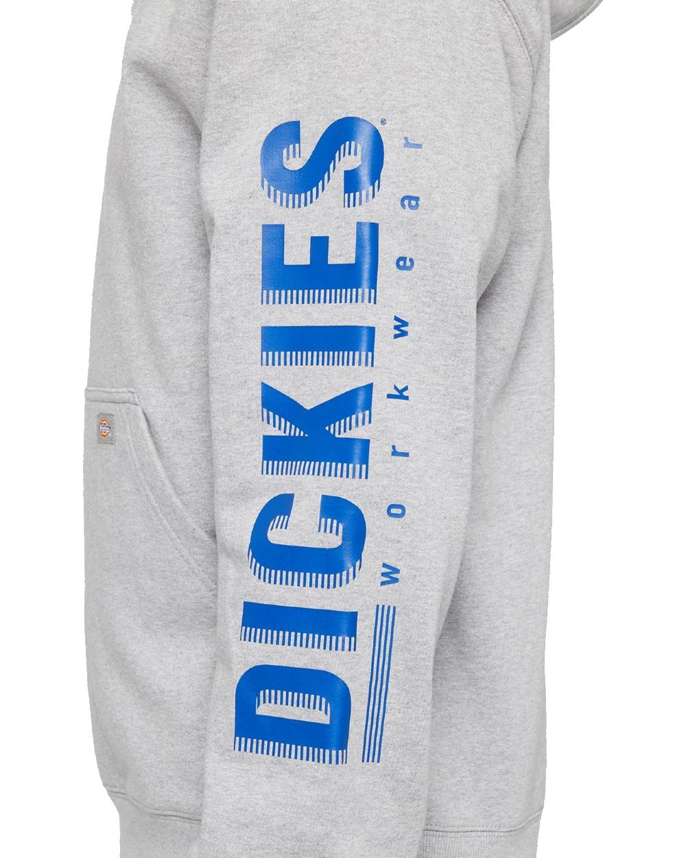 Heather Grey Coloured Dickies Mens Water Repellent Workwear Graphic Hoodie on White Background
