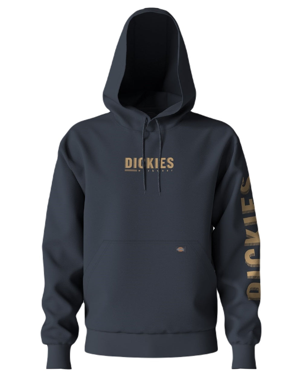 Ink Navy Coloured Dickies Mens Water Repellent Workwear Graphic Hoodie on White Background
