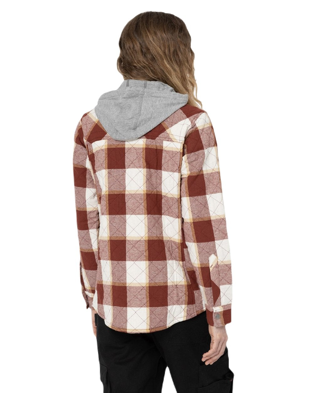 Fired Brick Coloured Dickies Womens Flannel Shirt Jacket on White Background
