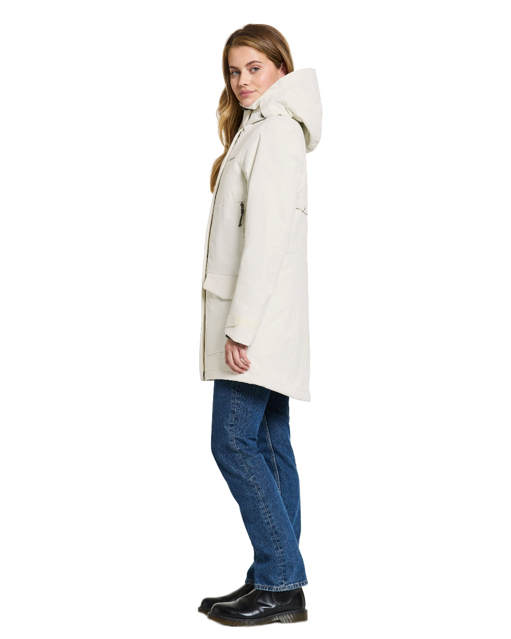 White Foam Coloured Didriksons Frida Womens Parka 7 On A White Background 