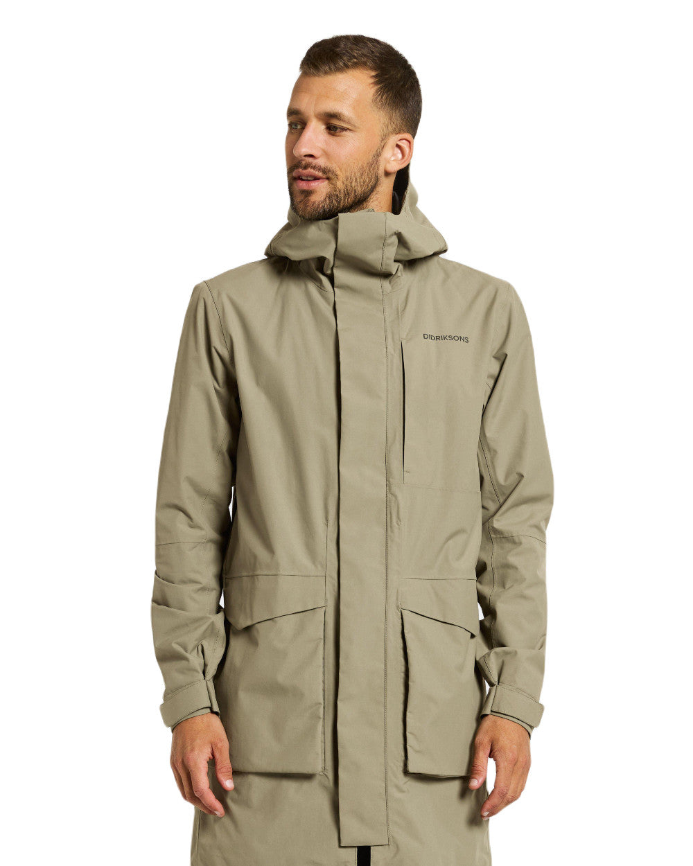 Mistel Green Coloured Didriksons Andreas Unisex Parka 2 On A White Background 