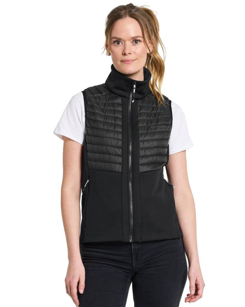 Black Coloured Didriksons Annema Womens Vest On A White Background 