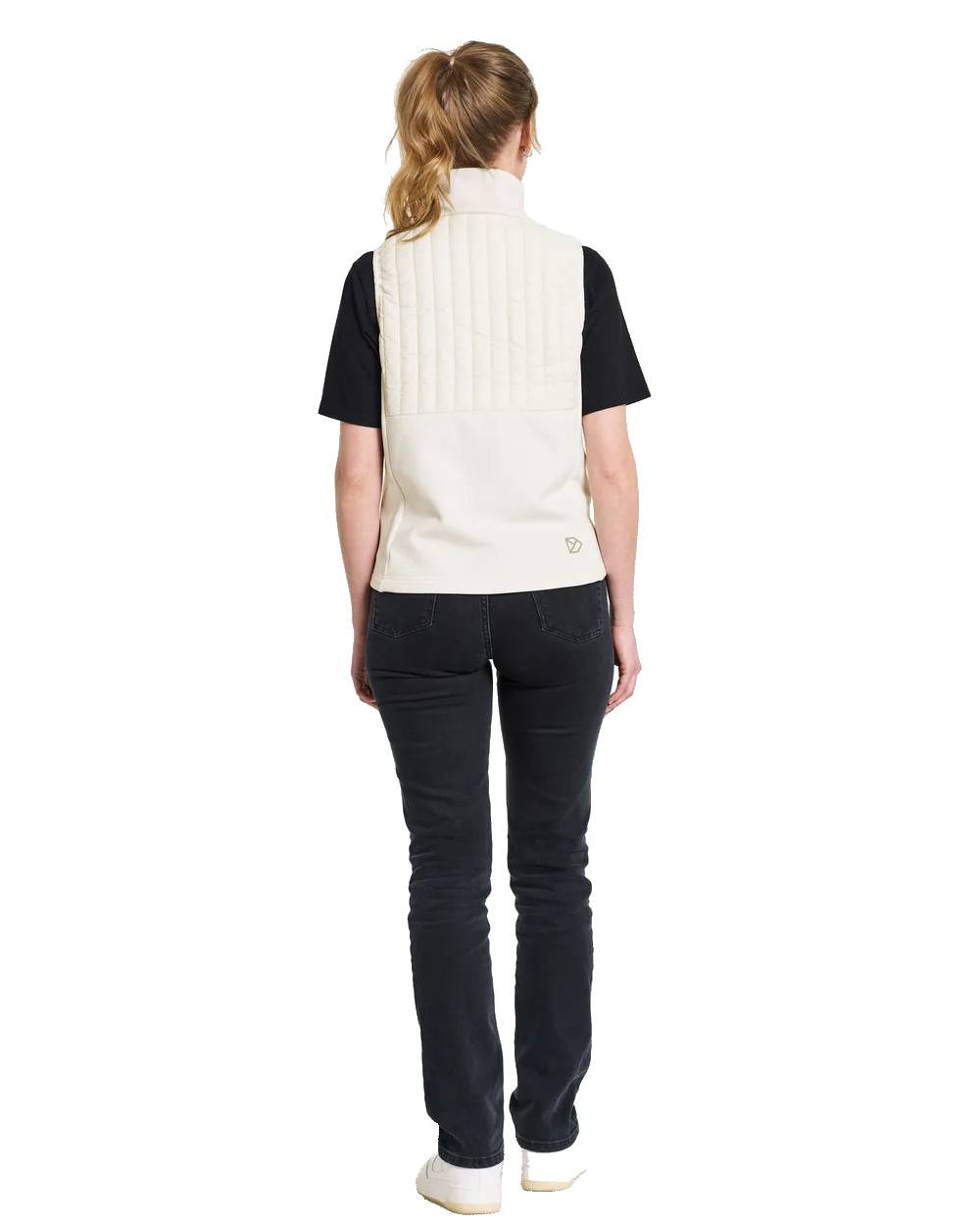 Shell White Coloured Didriksons Annema Womens Vest On A White Background 