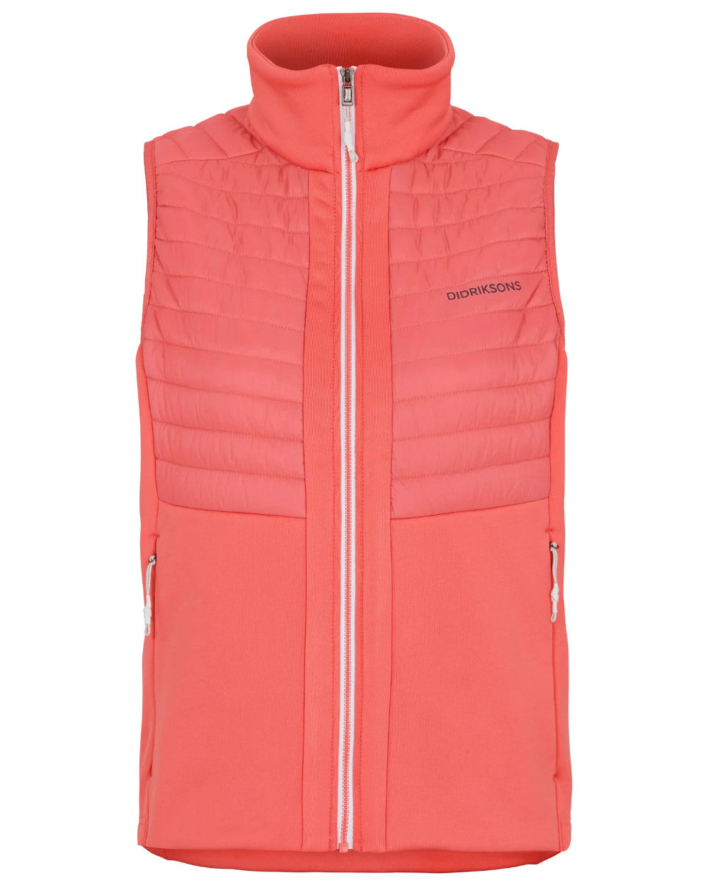 Soft Rose Coloured Didriksons Annema Womens Vest On A White Background 