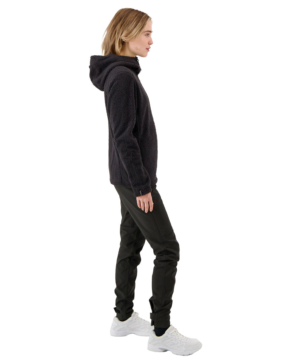 Black coloured Didriksons Anniken Womens Full Zip Fleece on White background 