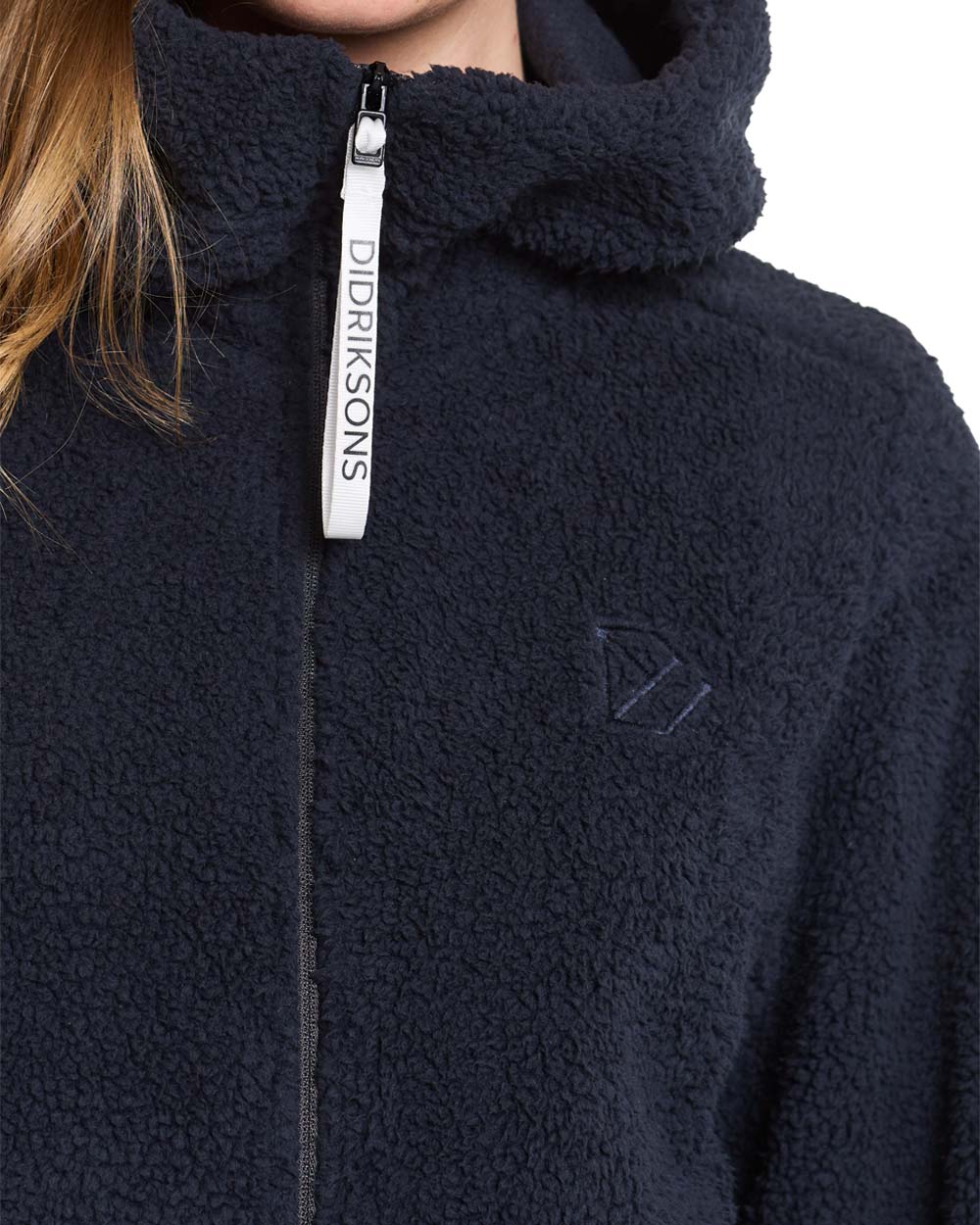 Dark Night Blue coloured Didriksons Anniken Womens Full Zip Fleece on White background 