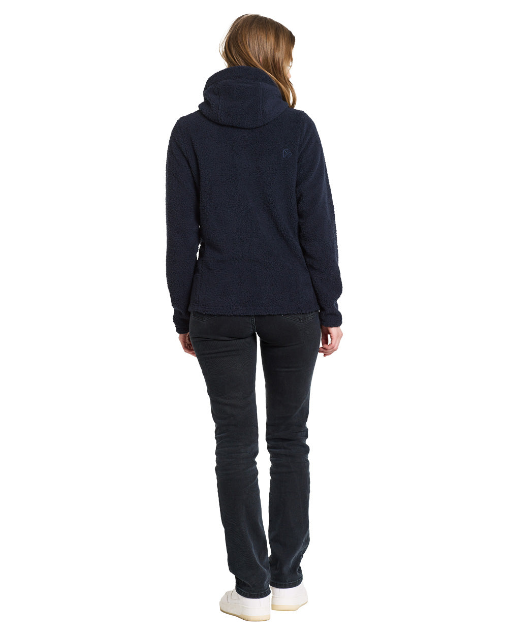 Dark Night Blue coloured Didriksons Anniken Womens Full Zip Fleece on White background 