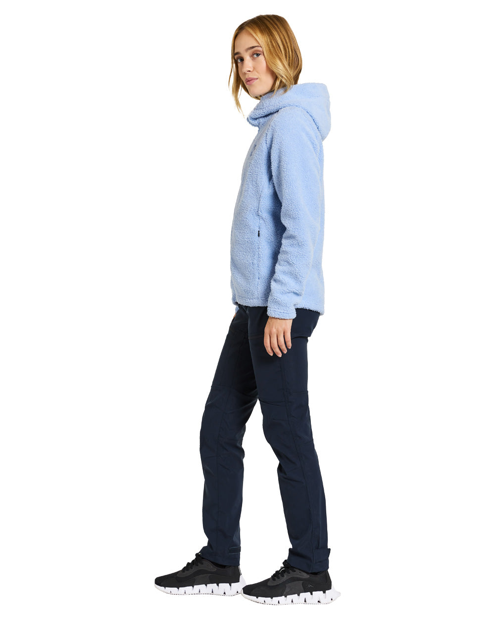 Sea Blue coloured Didriksons Anniken Womens Full Zip Fleece on White background 